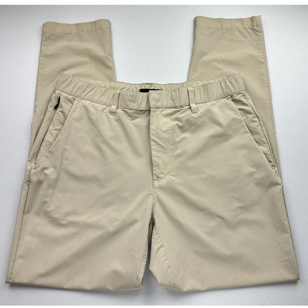 Fabletics Pants Mens M Biege The Only Pant Performance Golf Chino Zip Pockets